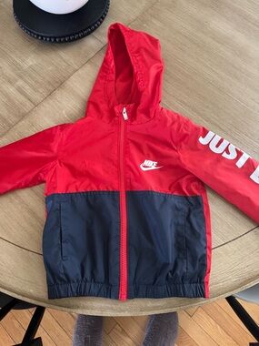 Nike Red Kids' Hooded Jacket with White Logo